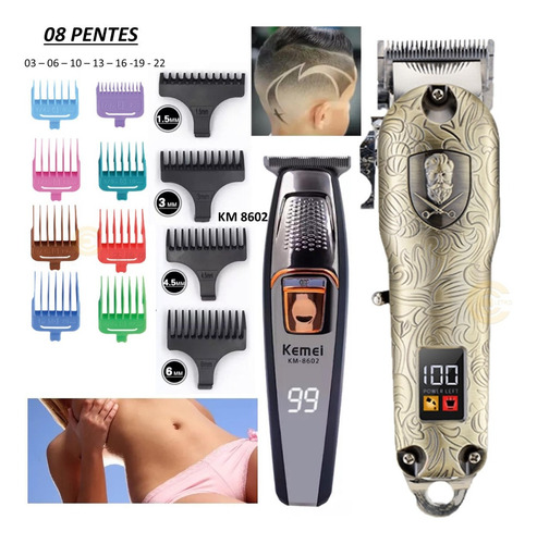 Imagem 4 de 4 de Kit 2 Maquinas Profissional Top Sem Fio Para Salão Barbearia