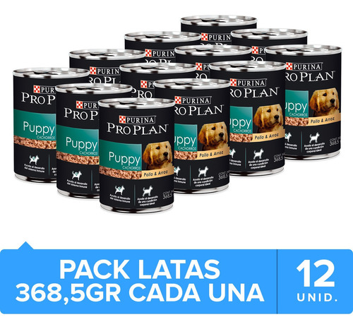 Alimento Pro Plan Lata Para Cachorros 368.5gr Pack 12 Unid.