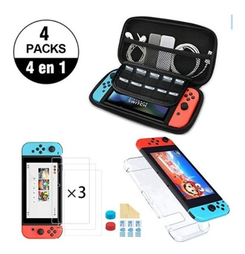 Kit De Accesorios Nintendo Switch 4 En 1 Con Funda Protector