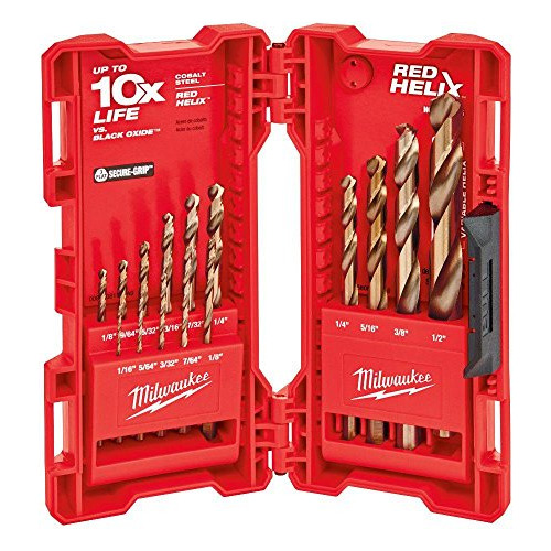 Juego De 15 Brocas De Cobalto Mango Rojo Helicoidal Y A...