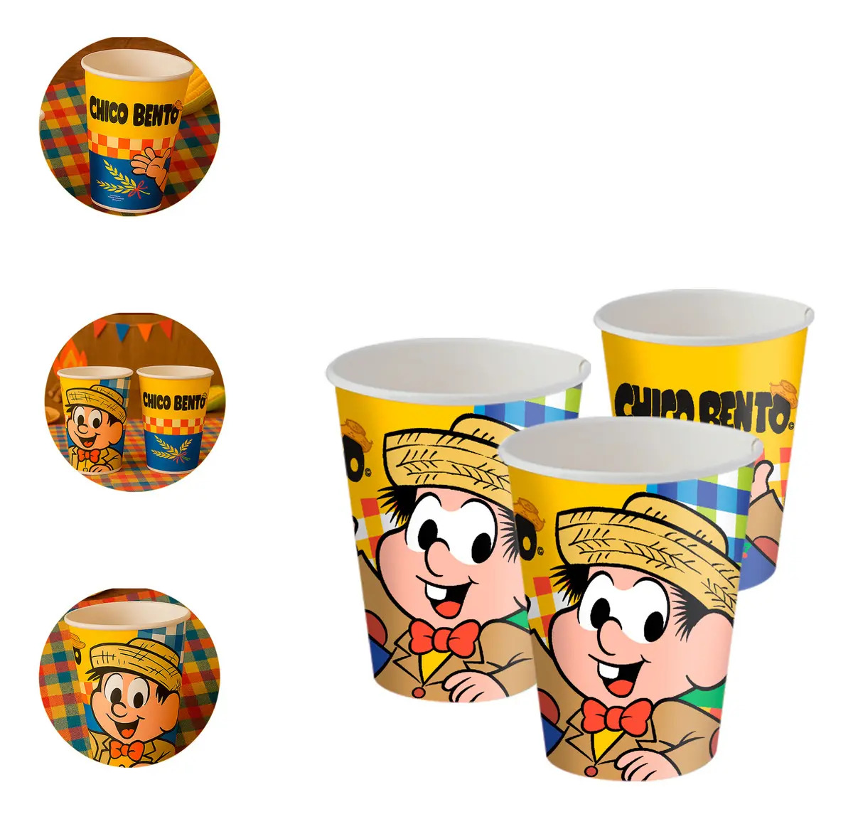 8 Copos Lembrancinha Festa Chico Bento Decoração Arraia