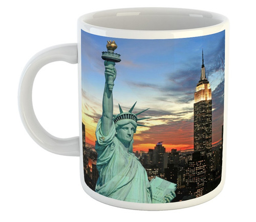 Taza De Ceramica Ny New York Ciudades Mundo Libertad Us M6