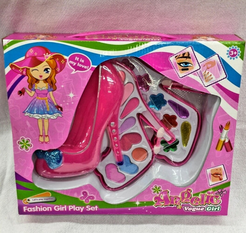  Kit Maquiagem Infantil Rosa Pink Formato De Sapato 