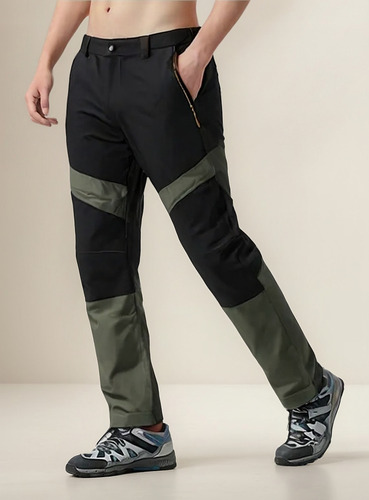 Pantalón De Hombre Patchwork Impermeable Y Cortavientos