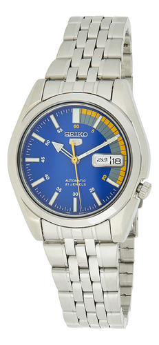 Seiko 5 Automático Esfera Azul Plata Reloj De Los Hombres .