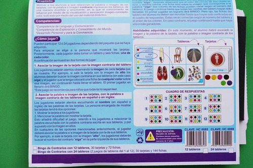 Juegos Mesa Bingo Para Aprender Educativo Tarjetas Fichas