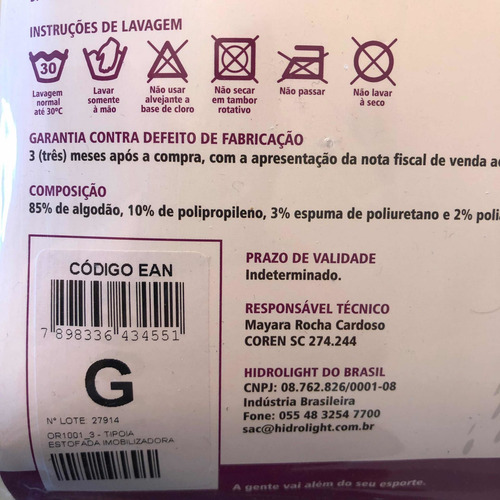 Tipóia Estofada Imobilizadora Velpeau Hidrolight Tam:g