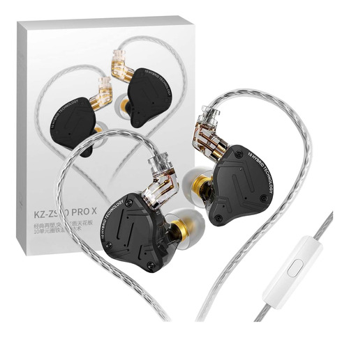Audífonos In-ear Gamer Con Micro Kz Zs10 Pro X Negro