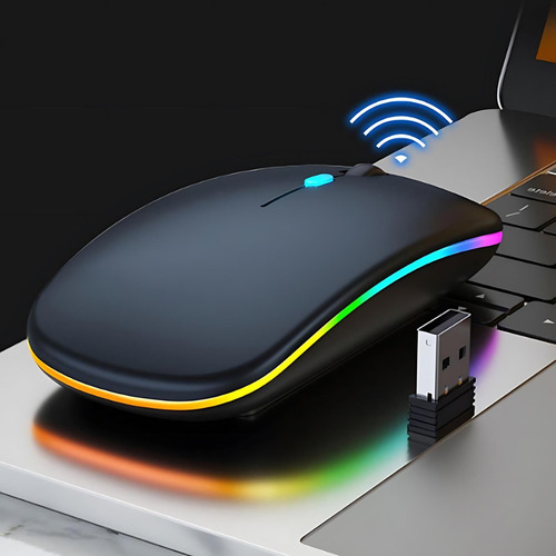Mouse Sem Fio Recarregável Optico Led Rgb + Mouse Pad