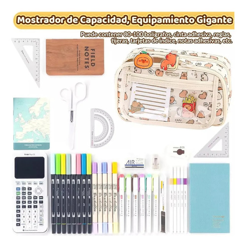 Estojo Para Lápis Capibara De Pelúcia De Grande Capacidade B