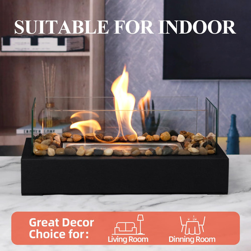 Chimenea De Mesa Pequeña En Acero Inoxidable Negro Interio