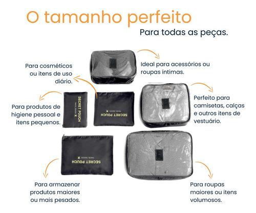 Organizador Mala Roupas Bagagem Viagem Kit Completo 6 Peças