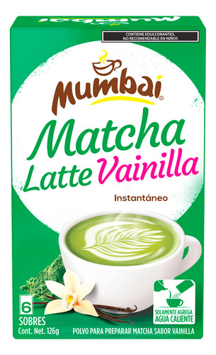 Matcha Latte Sabor Vainilla Intantaneo Mumbai 6 Sobres 126g