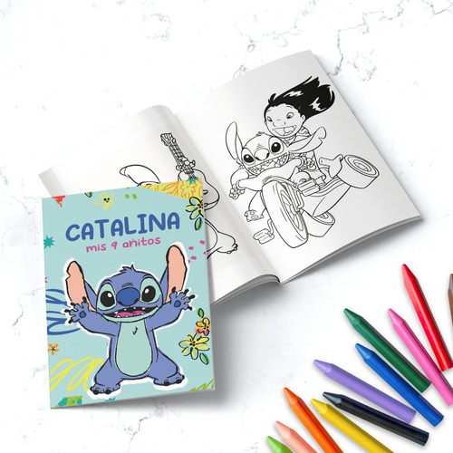Libro Imprimible Para Colorear Pintar Souvenir Lilo Y Stitch