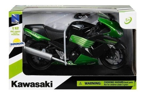 Kawasaki Zx-14 2011 Motocicleta Verde New Ray Escala 1:12