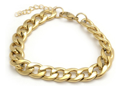 Pulsera Groumet 9mm 18-22cm De Acero Dorado 