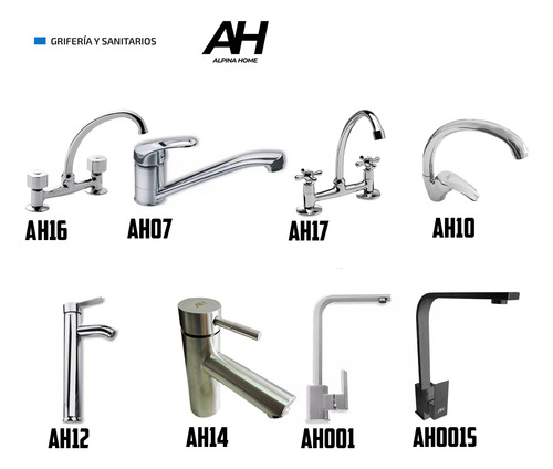 Griferia Doble Comando Ah Home Para Cocina Baño Mesada Ah16s
