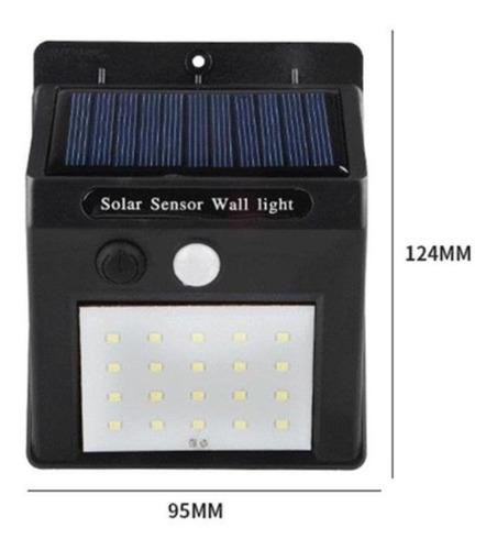 Lampara Solar De Pared 20 Leds Exterior Sensor 2 Piezas