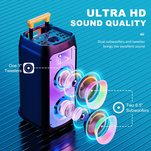Máquina De Karaoke Hwwr Con 2 Micrófonos Inalámbricos De 500