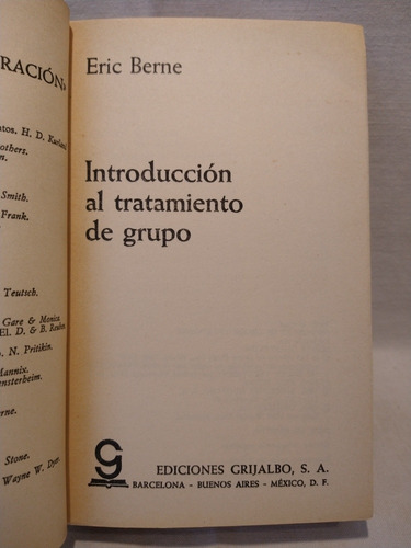 Introducción Al Tratamiento De Grupo - Eric Berne - B (Usado)