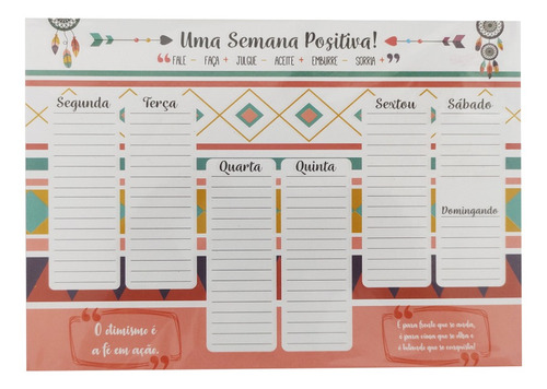 Planner Com 24 Folhas 23x17 Para Organização Semana Positiva