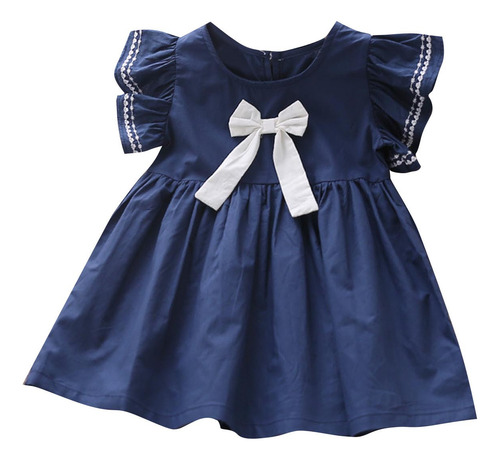 Traje De Verano De Manga Corta Con Lazo De Color Liso Para N
