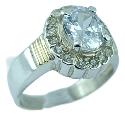 Anillo Solitario Halo Plata 925 Plateado Todas Las Medidas