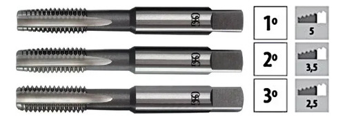 Jogo Macho Manual Bsw 3 Pecas Hss 3/16x24f Osg 100c