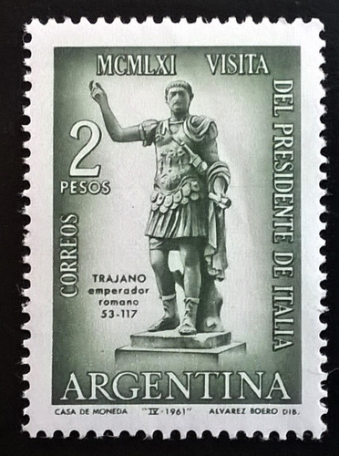 Argentina, Sello Gj 1210 Emperador Trajano 1961 Mint L13804
