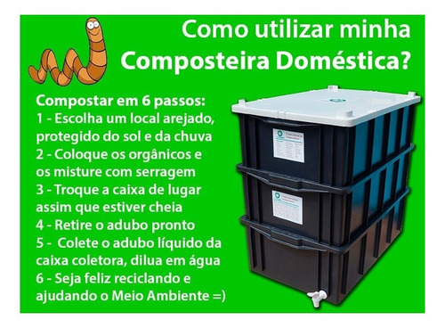 Kit Composteira Doméstica / Minhocário M + Kit - Casológica
