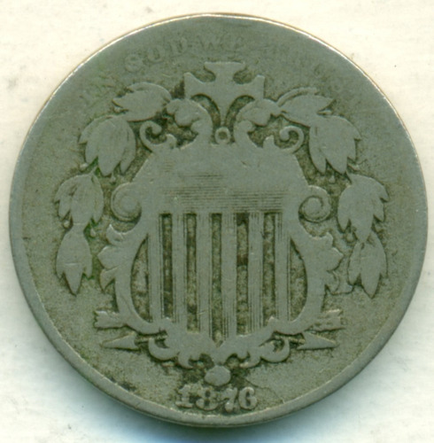 Ee.uu. Moneda De Cupro-níquel 5 Centavos 1876 Muy Escasa