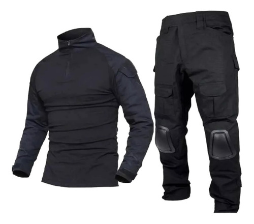 Uniforme Táctica Negro Camisa Pantalon Protecciones