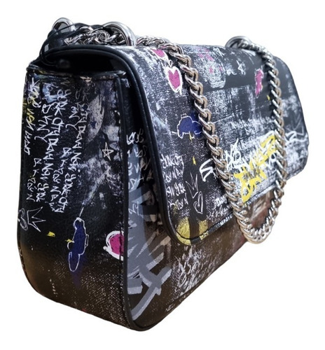 Crossbody Dkny Para Dama, Original, Color Negro Con Graffiti
