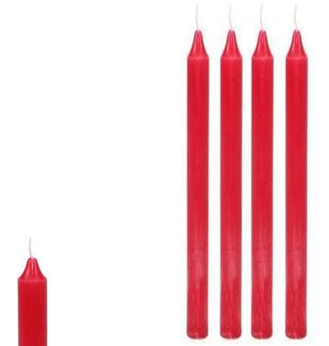 Velas Largas Color Rojo X 100 Unid  Iluminarte 100% Parafina