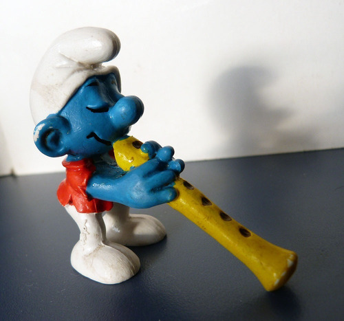 Smurfs Flautista Anos 80 Hering Original Miniatura Brinquedo