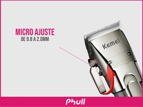 Maquina De Cortar Pelo Trimmer Kemei Km-1896 Recargable Color Gris