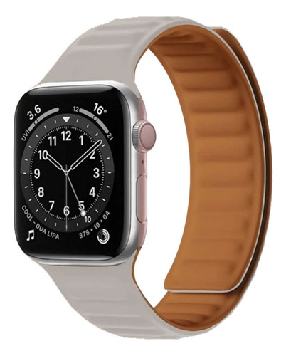Malla Reloj Silicone Wave Para Apple Watch / Smartwatch Color Beige 38/40/41