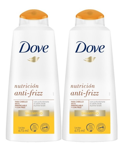 Shampoo Anti-frizz Cabello Seco Dove Nutrición 675ml 2 Pack