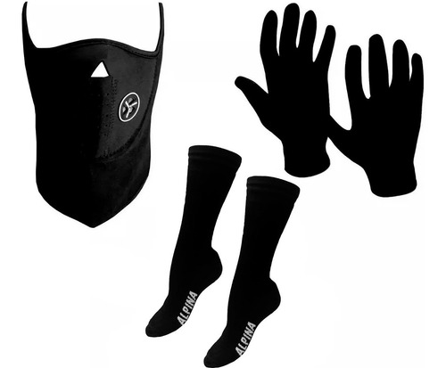 Kit Termico Guantes 1ra Piel + Mascara + Medias Abrigo Sti