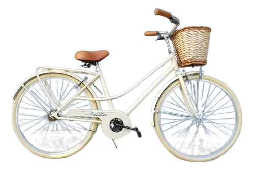 Bicicleta paseo femenina Le Bike Classic Vintage R26 color beige con pie de apoyo  