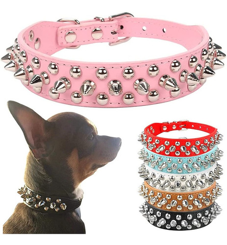 Collar De Cuero Ajustable Para Perros Y Gatos Xs