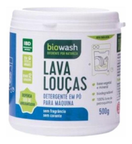 Kit 2 Detergente Lava Louças Pó Biodegradável Biowash 500g
