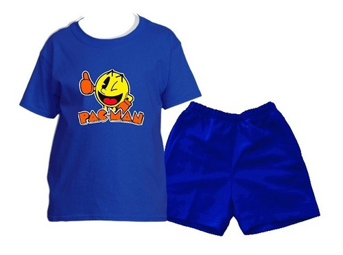 Conjunto Short + Polera Estampado Diseño Pacman Retro Gamer