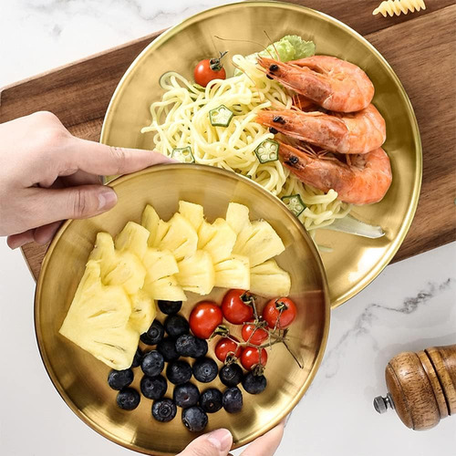 Juego Platos Acero Inoxidable Dorado 12 Pz 25.9 Cm 6278982