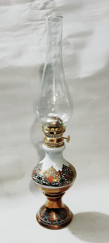 Lámpara De Aceite Retro De 44 Cm. Base Porcelana,usable (Usado)