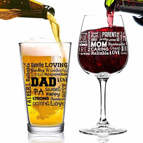 Mamá Y Papá Vino De Cerveza | Prima De Vino Y Vaso De Una Pi