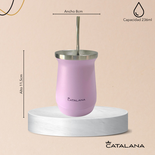 Kit Termo 1l + Mate 236ml Doble Acero Inox Frio Calor 20hs Lila