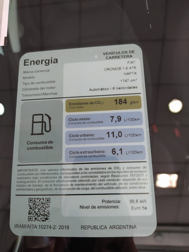 Imagen 10 de 15 de Fiat Cronos At6 0km 2021 1.8 16v Pack Premium Cuero Generali