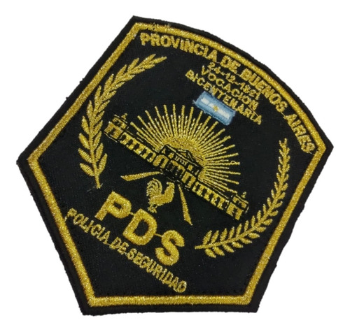 Escudo Parche Pds (policía De Seguridad) Dorado Trucker