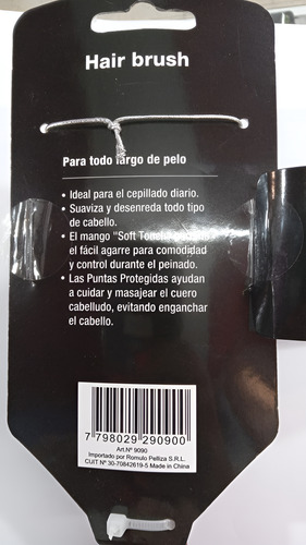 Cepillo Pelo Neumatico Plastico Grande Pelliza Peluqueria Bordó